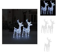 vidaXL, 2 faroles de ciervo LED, luz blanca fría, 80 LEDs, acrílico. Iluminación navideña