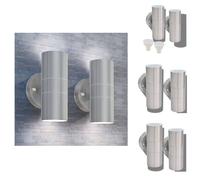 vidaXL: 2 faroles LED para exterior, acero inoxidable, con luz direccional ascendente y descendente. Iluminación exterior