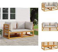 vidaXL: 2 módulos de sofá modular de esquina con cojines de color gris claro, fabricados en madera de acacia maciza. Elementos para sofá de jardín