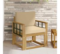 vidaXL 2 Pieza Conjunto de sofás de exterior Poliéster Blanco y Beige