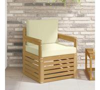 vidaXL 2 Pieza Conjunto de sofás de exterior Poliéster Blanco y Crema