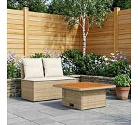 vidaXL 2 Pieza Sofá central de jardín con mesa elevable