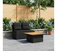 vidaXL 2 Pieza Sofá central de jardín con mesa elevable