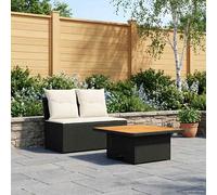 vidaXL 2 Pieza Sofá central de jardín con mesa elevable