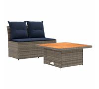 vidaXL 2 Pieza Sofá central de jardín con mesa elevable