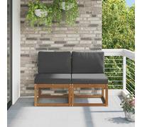 vidaXL Sofá 2 piezas de exterior intermedio – Madera de Acacia Sólida, resistente al clima