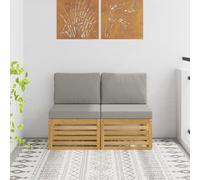 vidaXL 2 Pieza Sofá intermedio de exterior Madera de Acacia Sólida