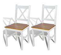 vidaXL 2 sillas de comedor hechas de madera de pino – blanco y natural