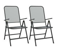 vidaXL, 2 sillas plegables, con rejilla de metal, color antracita