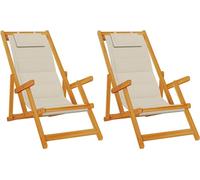 vidaXL: 2 sillas reclinables, color marrón, madera maciza de acacia