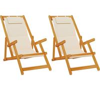 vidaXL: 2 sillas reclinables, color marrón, madera maciza de acacia
