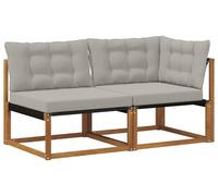 vidaXL: 2 sofás de exterior, modelo central y de esquina, de madera maciza de acacia, color natural