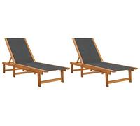 vidaXL: 2 tumbonas, color negro, fabricadas en madera de acacia maciza y textilene