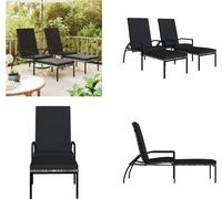 vidaXL: 2 tumbonas con reposapiés, fabricadas en polietileno tipo ratán, color gris. Tumbonas, sillones de jardín, chaise longue