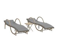 vidaXL: 2 tumbonas de jardín con mesa, color beige, de ratán sintético