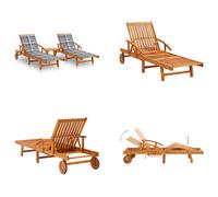 vidaXL: 2 tumbonas de madera maciza de acacia con mesa y cojines. Ideales para jardín. Tumbonas para jardín
