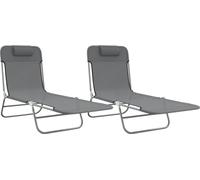 vidaXL Tumbonas plegables 2 uds acero y textilene gris