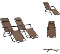 vidaXL: 2 tumbonas plegables con reposapiés, color marrón - Tumbonas