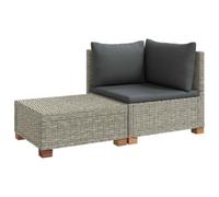 vidaXL 2 uds. Conjunto de Lounge de Ratán con Cojines GENDT Gris Kubu