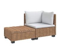vidaXL 2 uds. Conjunto de Lounge de Ratán con Cojines GENDT Natural