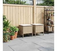 vidaXL 2 uds. Reposapiés de Jardín Ratán sintético Beige y Crema
