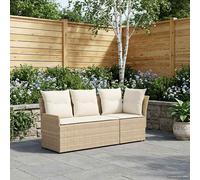 vidaXL 2 uds. Sofá de jardín con brazo y sofá en esquina Beige y Crema