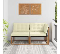 vidaXL 2 uds. Sofá medio y en esquina Madera de Acacia Sólida Natural