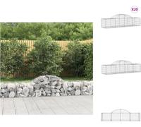 vidaXL: 20 macetas tipo gavión con forma de arco, 200x50x40/60 cm, hierro galvanizado. Macetas y jardineras
