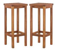 vidaXL 2X Acacia Taburete Alto Bar Cuadrado Madera Sillas Barra Altas Cocina