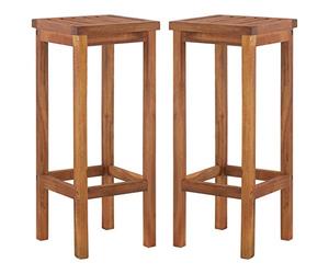 vidaXL 2X Acacia Taburete Alto Bar Cuadrado Madera Sillas Barra Altas Cocina