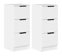 vidaXL 2X Aparadores Mueble Armario Espacio Almacenamiento Auxiliar Salón Consola Teléfono Cajones en Casa Madera Contrachapada Blanco
