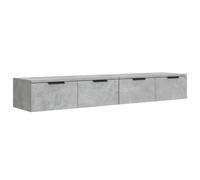 vidaXL Armarios de pared 2x flotantes con cajón, contrachapado gris hormigón