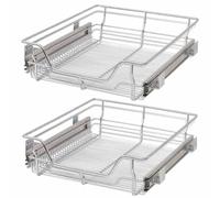 vidaXL 2x Bandejas Almacenaje Alambre Acero Cromado Extraíbles Plateado 500 mm