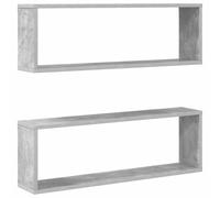 vidaXL 2X Estante Cubo Pared Estantería Colgante CD Libros Coleccionables Fotos Premios Decoración Librerías Contrachapada Gris Cemento 80x15x26,5 cm
