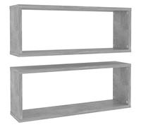 vidaXL Estantería cubo de pared repisa flotante Contrachapado gris hormigón 60x15x23 cm Pack 2