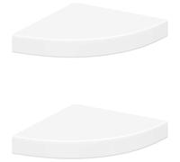 vidaXL 2X Estante Flotante de Esquina Repisa Colgante Estantería Tablero CD Libros Decoración Coleccionables Fotos Premios MDF Blanco 25x25x3,8 cm