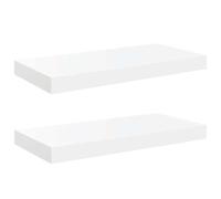 vidaXL 2X Estante Flotante de Pared Repisa Colgante Estantería Tablero CD Libros Coleccionables Fotos Premios Blanco Brillo MDF 50x23x3,8 cm