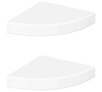 vidaXL 2X Estante Flotante Esquina Repisa Colgante Estantería Tablero CD Libros Decoración Coleccionables Fotos Premios Blanco Brillo MDF 25x25x3,8 cm