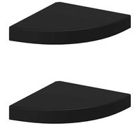 vidaXL 2X Estante Flotante Esquina Repisa Colgante Estantería Tablero CD Libros Decoración Coleccionables Fotos Premios Negro MDF 25x25x3,8cm