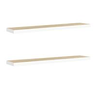 vidaXL 2X Estante Flotante Pared Repisa Balda Estantería Salón Sala de Estar Exhibición Colgante Decoración Blanco y Roble MDF 120x23,5x3,8 cm