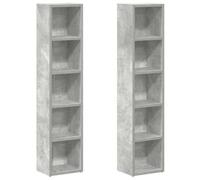 vidaXL Estantería de CDs Pack de 2 21x16x93,5 cm Contrachapada Gris Hormigón
