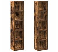 vidaXL Estantería para CD 2 uds Madera roble ahumado 21x16x93,5 cm