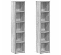 vidaXL Estantería para CD 2 uds Madera de ingeniería 21x16x93,5 cm Gris Sonoma