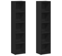 vidaXL 2X Estantería para CDs Armario Estante de Pie Almacenamiento Almacenaje Mueble Libros Práctico Decorativo Casa Hogar Negro Madera Contrachapada
