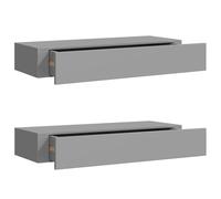 vidaXL 2X Estantes con Cajón de Pared Armario Estante Estantería Flotante Salón Sala de Estar Libros Marco de Foto Gris MDF 60x23,5x10cm