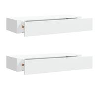 vidaXL 2X Estantes con Cajón de Pared Repisa Flotante Balda Estantería Armario Salón Exhibición Colgante Decoración Blanco MDF 60x23,5x10cm