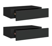 vidaXL Estantes de pared con cajón Pack de 2 MDF 40x23,5x10 cm Negro