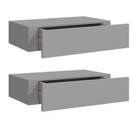 vidaXL Estantes de pared con cajón MDF 40x23,5x10 cm Gris - Pack 2