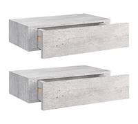 vidaXL Repisa flotante con cajón 2x MDF Gris hormigón 40x23,5x10 cm
