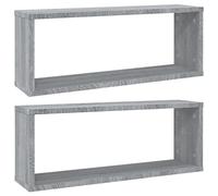 vidaXL 2X Estantes Cúbicos de Pared Aparador Mueble Dormitorio Entrada Estante Estantería Almacenaje Flotante Salón Madera Gris Sonoma